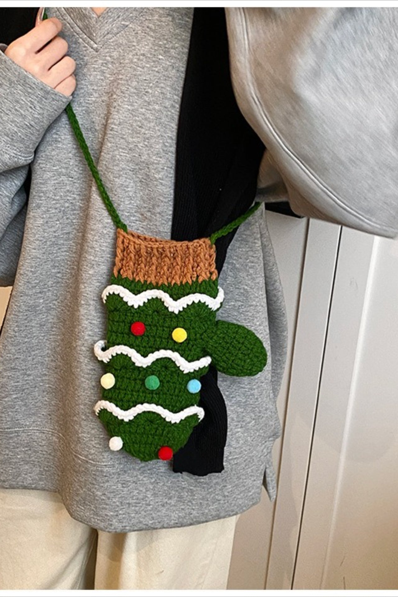 Christmas Crocheted Tree Reindeer Cute Crossbody Bag
