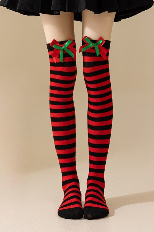Soft Knit Striped Christmas Socks