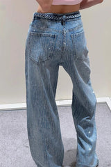Rhinestone Embellished Denim Jeans