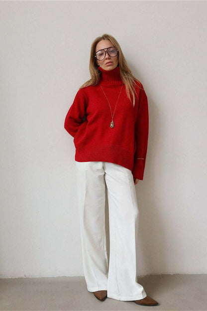 Oversized Solid Color Turtleneck Fashion Sweater