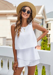 Summer Ruffle Romper  - White