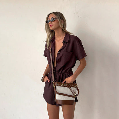 Brimley Romper - Brown