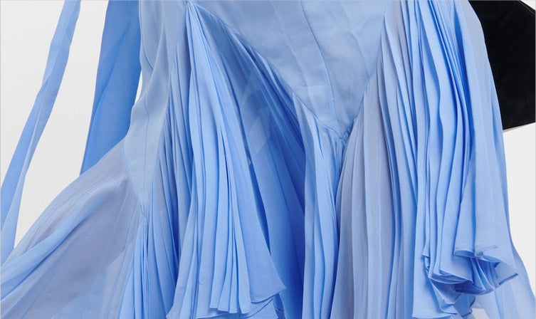 Vintage Party Midi Dress With Stole - Blue