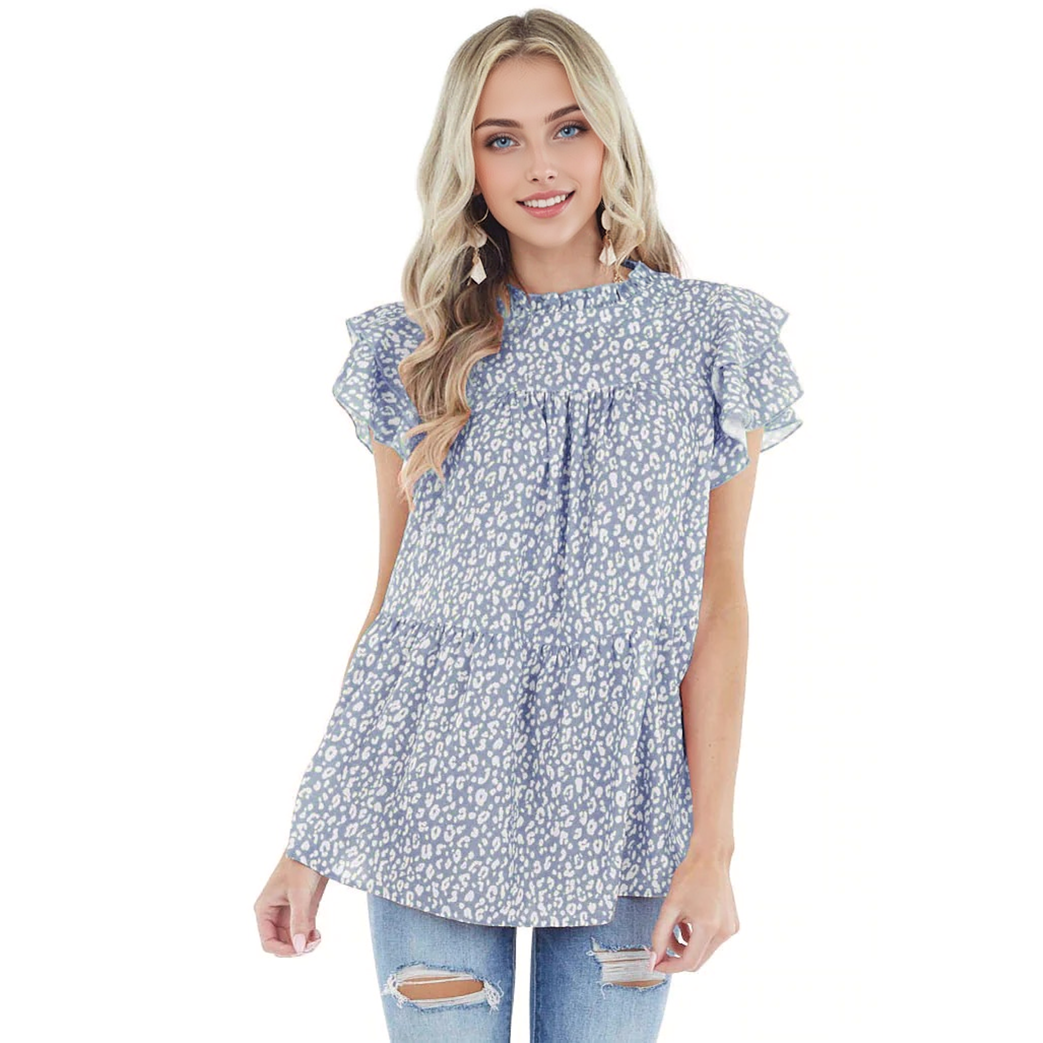 Julia Fashion - Floral Cozy Smock Hem Top