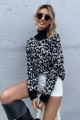 High Neck Jacquard Pullover Sweater