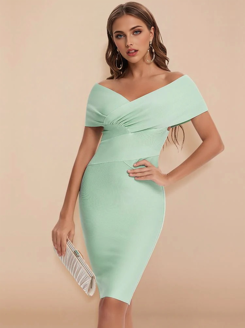 JuliaFashion - 2024 Sexy Off Shoulder V-Neck Bandage Dress