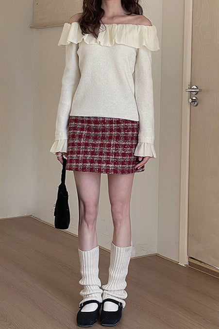 Heavyweight Wool Plaid Bodycon Christmas Skirt