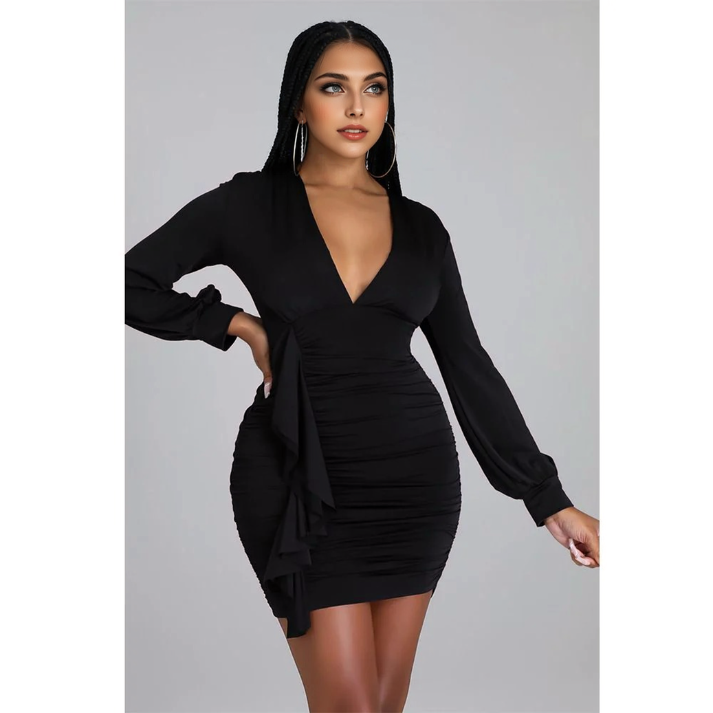 Julia Fashion - Sexy Long Sleeve Ruched Bodycon Dresses