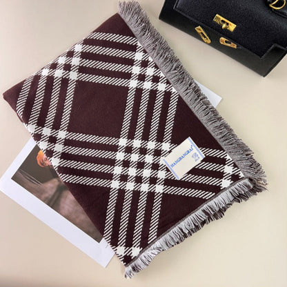 Classic Checkered Wool Blend Christmas Scarf