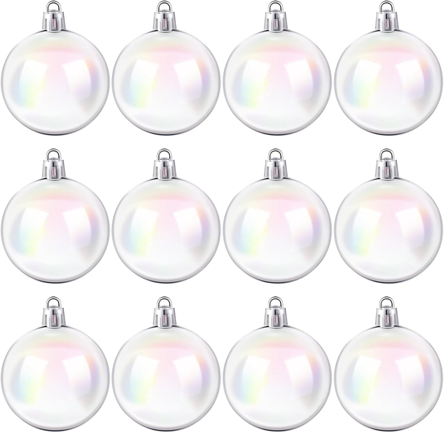 Iridescent Plastic Clear Bubble Hanging Ornaments - 24 Pcs, 1.57 Inch