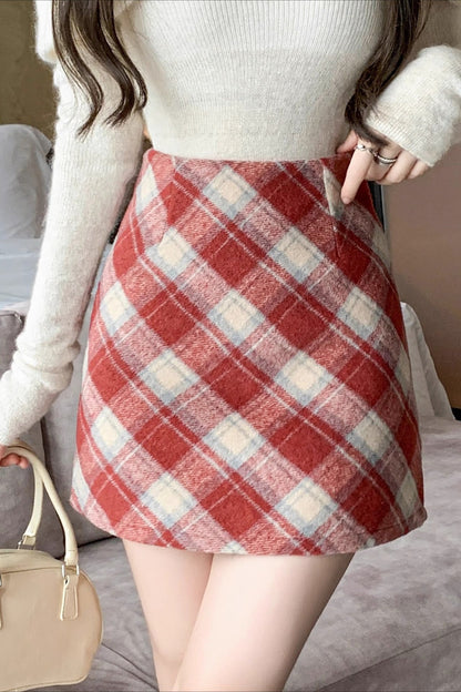 High Waist Tartan Mini Christmas Skirt