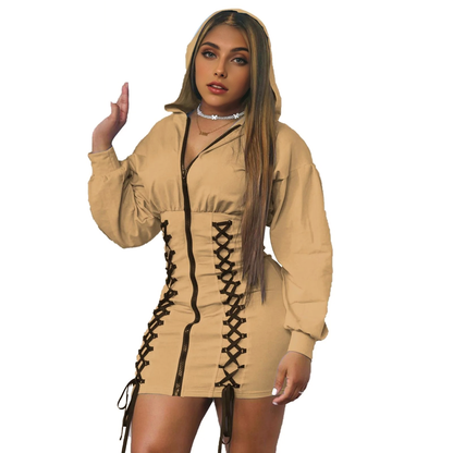 Julia Fashion - Women Elegant Bandage Lace Up Mini Dress