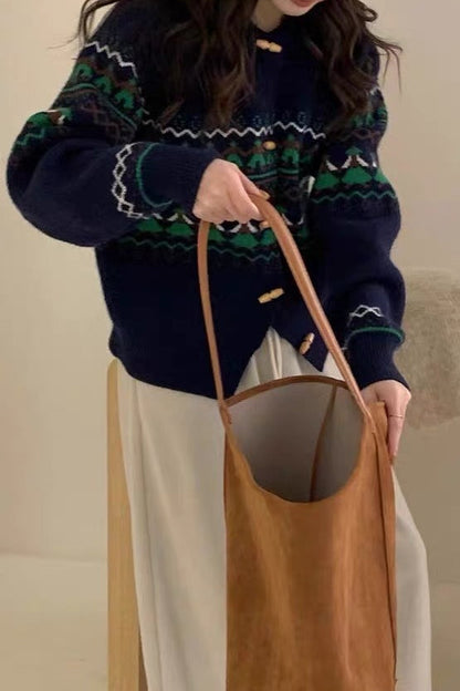 Retro Jacquard Christmas Cardigan