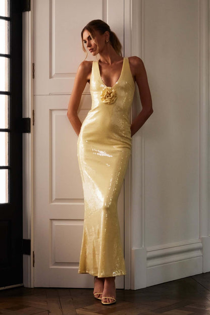 Hexed Bodycon Dress - Yellow