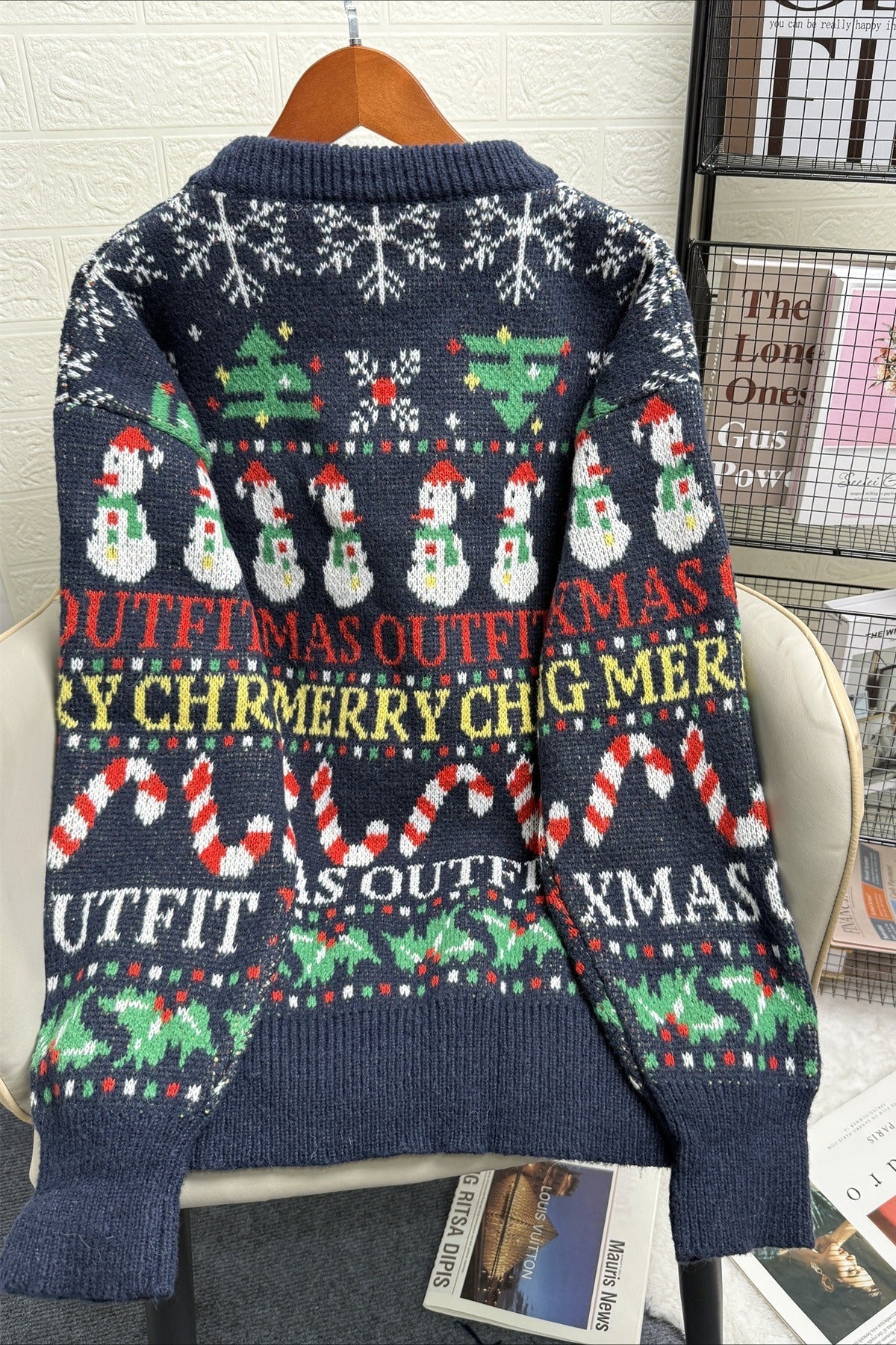 Christmas Contrast Crew Neck Loose Long Sleeve Sweater