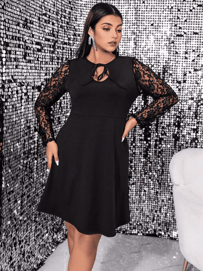 JuliaFashion-Cocktail Evening Party Lace Long Sleeve Midi Dress