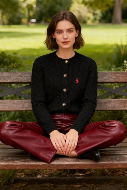 Embroidered Cable Wool Christmas Cardigan