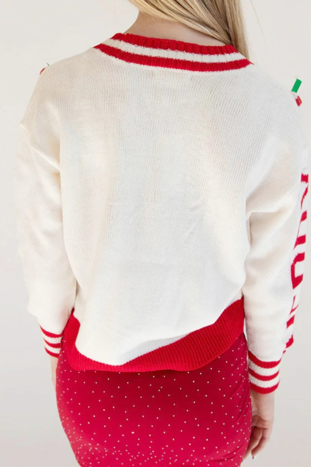 Sweet Bow V Neck Long Sleeve Christmas Cardigan