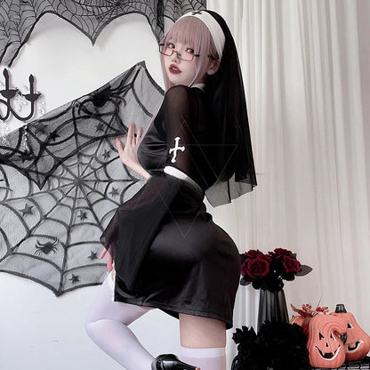 Sexy Halloween Gothic Cosplay Women Party Nun Vampire Outfits Costume