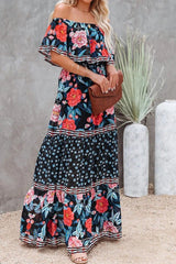 Elegant Tube Top Trendy Three-Color Printed Maxi Dress