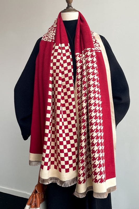 Checkered Plush Christmas Scarf