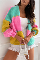 Lazy-Style Color-Block Loose Knit Cardigan