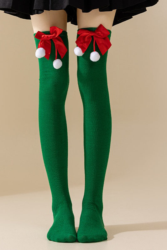 Soft Knit Bow Christmas Socks