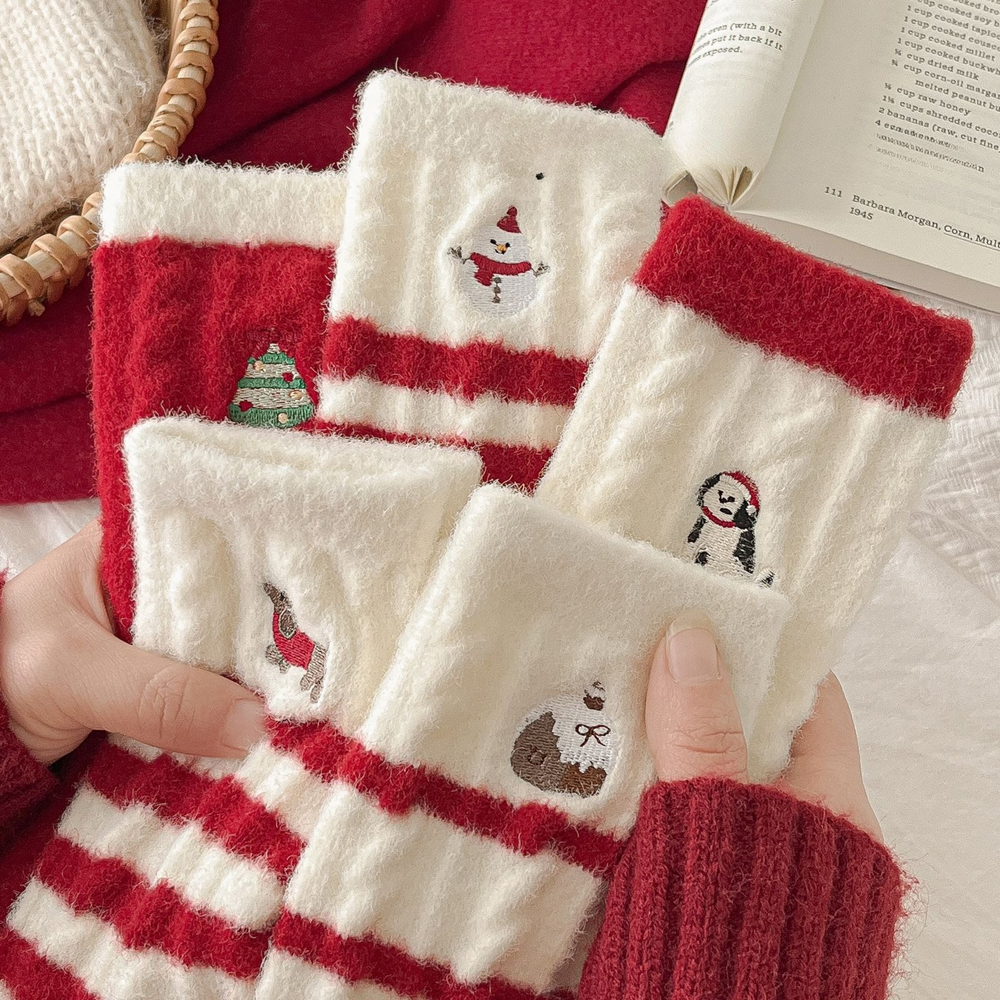 Coral Fleece Thick Warm Mid Calf   Christmas Socks