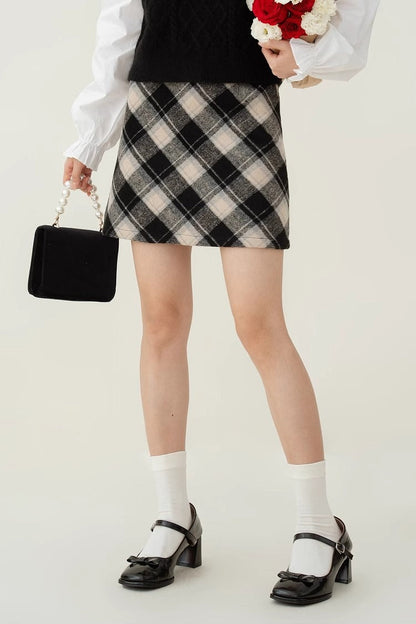 High Waist Tartan Mini Christmas Skirt