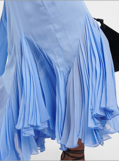 Vintage Party Midi Dress With Stole - Blue