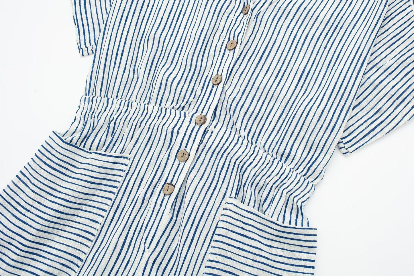 Summer Stripes Romper - Blue