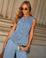 Frenzy Denim Vest - Blue