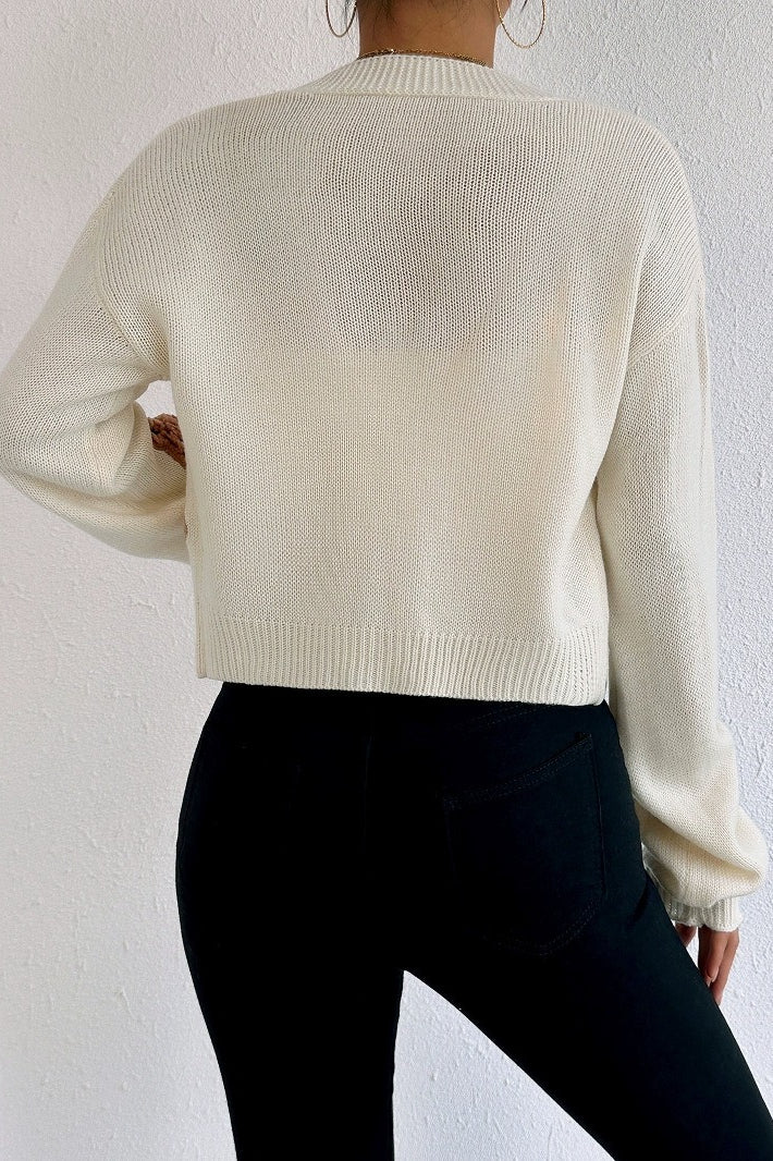 Bear Embroidery Short Christmas Cardigan