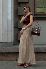 Glitter Sequin A-Line Midi Skirt