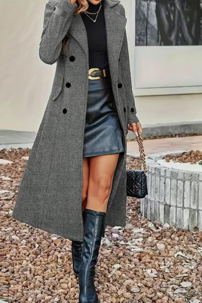 Wool Blend Lapel Double Breasted Chic Christmas Outerwear