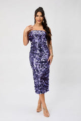 Strapless Backless Sequin Split  Party Sequin Dress