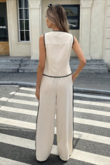 Chic Colorblock Sleeveless Vest Pants Set