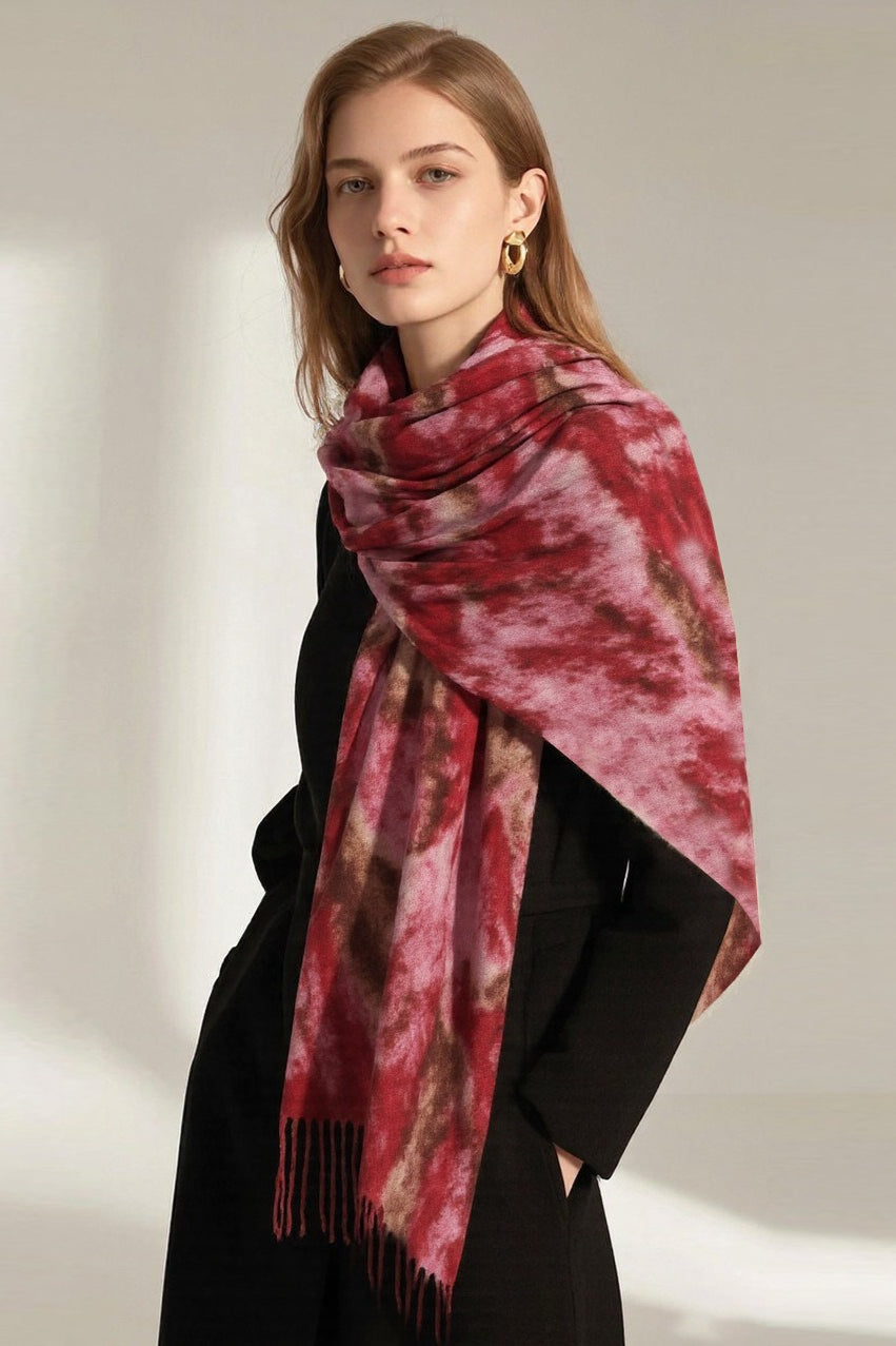 Wave Print Acrylic Blend Christmas Scarf