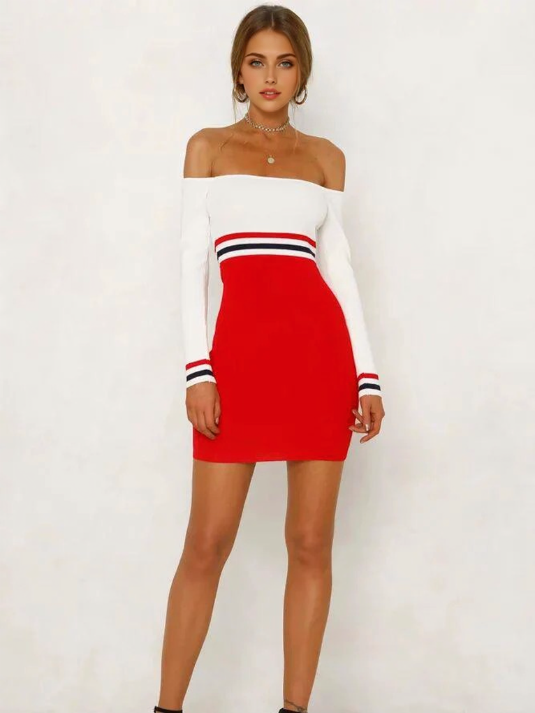 JuliaFashion-Carlyn Off-The-Shoulder Bodycon Dress