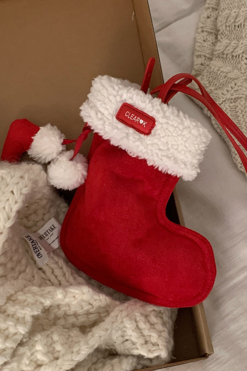 Cute Boot Shape Suede Fuzzy Crossbody Bag Mini Phone Bag