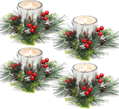 Christmas Candle Ring with Votive Candle - Gold