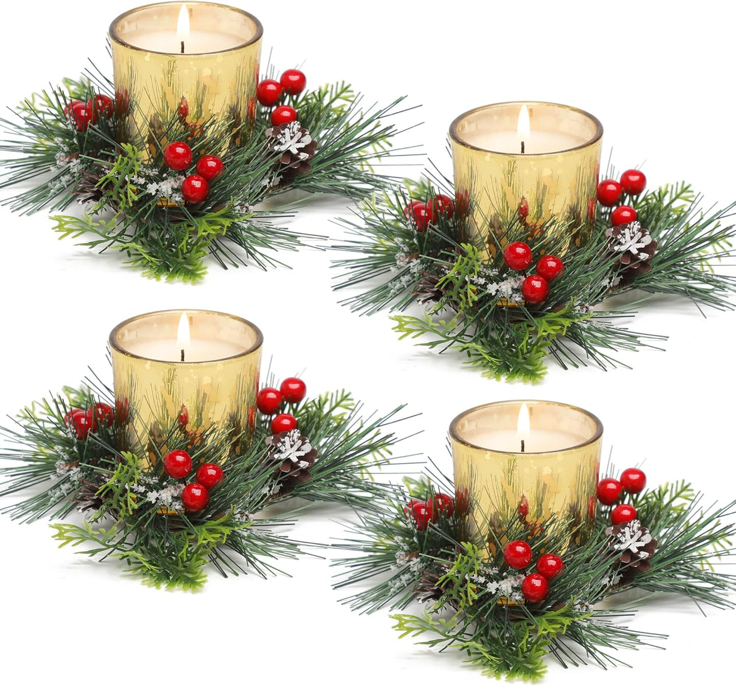 Christmas Candle Ring with Votive Candle - Gold