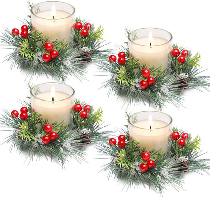 Christmas Candle Ring with Votive Candle - Gold