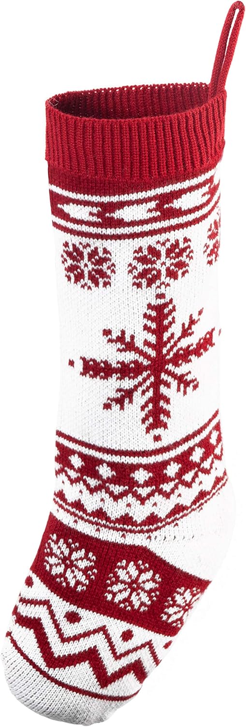 6 Pack Large Rustic Yarn Knit Christmas Stockings for Family Holiday Decorations