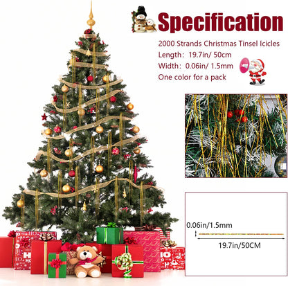 Gold Christmas Tinsel Icicles - 2000 Strands