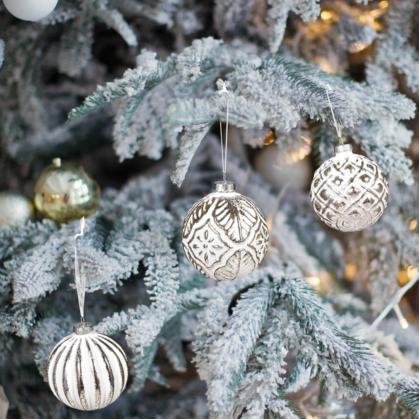 Farmhouse Christmas Ball Ornaments - Set of 12