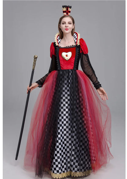 Queen of Hearts Alice Wonderland Red Queen Halloween Performance Costume