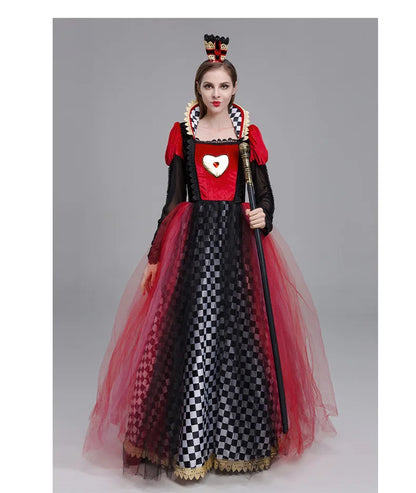 Queen of Hearts Alice Wonderland Red Queen Halloween Performance Costume