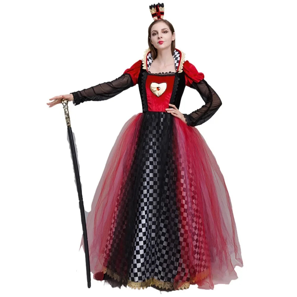 Queen of Hearts Alice Wonderland Red Queen Halloween Performance Costume