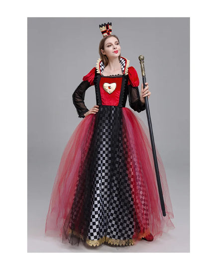 Queen of Hearts Alice Wonderland Red Queen Halloween Performance Costume